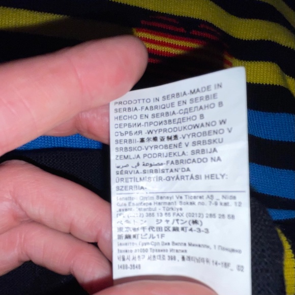 Benetton noticeable stripes sweater / Women Large/ 100% cotton /  long sleeves - Picture 8 of 10